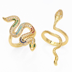 fashion copper inlaid zircon snake-shaped open ring female