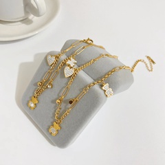 Fashion new titanium steel plated 18k gold necklace cute simple micro diamond zircon