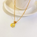 Modische einfache Halskette aus Titanstahl mit 18 Karat vergoldeter BlumenperlmuttIntarsienkettepicture2