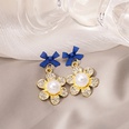 Klein blue bow pearl cartoon diamond bear crystal zirconium alloy earringspicture15