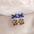 Klein blue bow pearl cartoon diamond bear crystal zirconium alloy earringspicture19