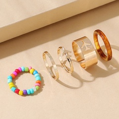 Korean version of small plane creative beads ring set