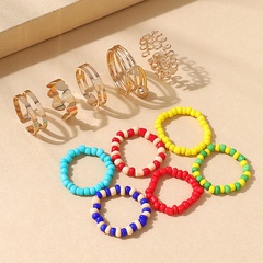 ethnic style color miyuki beaded heart ring set