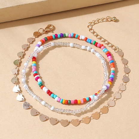 ethnic style creative heart color miyuki bead anklet set's discount tags