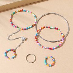 Korean version of creative beads butterfly ring anklet bracelet set
