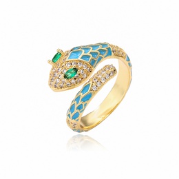 fashion oil snake copper microencrusted zircon ring femalepicture12