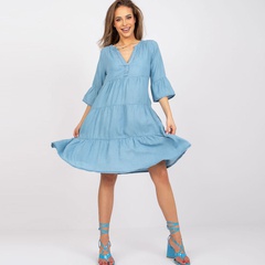 summer new fashion V-neck solid color denim dress for women