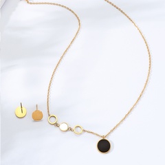 Round Shell Pendant Necklace RoundStud Earrings Set