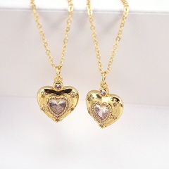 fashion simple copper inlaid zirconium heart-shaped pendant necklace