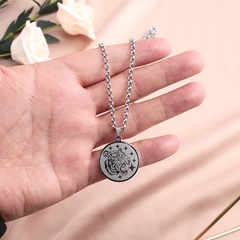 fashion simple stainless steel tiger geometric round pendant necklace