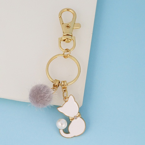 Fashion alloy pom-pom kitten keychain car decoration small gift's discount tags