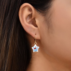 Korean simple trend pearl star clown alloy earrings female
