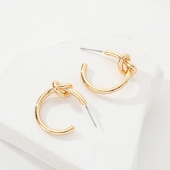 Fashion Stainless Steel 18K Gold Plated Concentric Knot Stud Earrings
