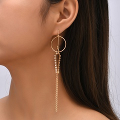 fashion exaggerated long asymmetric tassel rhinestone earrings female