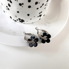 fashion  black flower earrings simple alloy drop earrings
