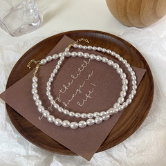 Mode retro ovale Perlenkette einfache Halskette