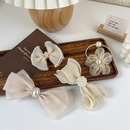 Bow knot flower hairpin female pearl mesh bangs clippicture6