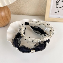 new mesh polka dot pearl diamond headband retro hair accessories