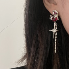 Red heart tassel earrings female cross earrings alloy earrings female