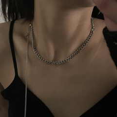 fashion diamond long tassel necklace alloy clavicle chain