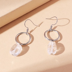 simple natural stone pendant circle alloy earrings
