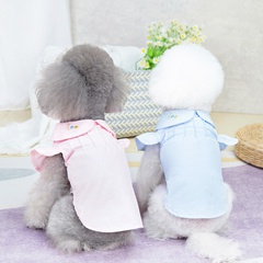 Cute Two-Color Flower Embroidery Pet Dog‘s Clothes Flying-sleeves Shirt