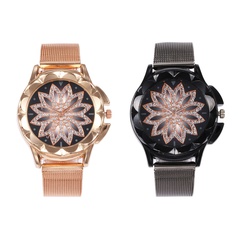 fashion creative dial diamond stainless steel mesh strap quartz watch