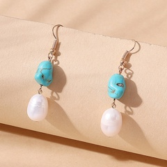 ethnic style retro pearl turquoise pendant earrings