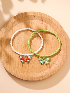 Bohemian Butterfly Pendant Multicolor Beaded Bracelet