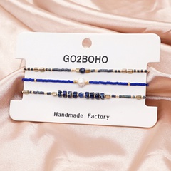 new blue stone miyuki rice beads pearl small female couple hand rope stacking set female