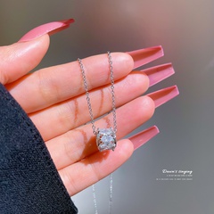 fashion simple inlaid full diamond titanium steel clavicle chain