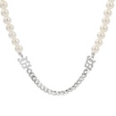 fashion retro asymmetric pearl stitching necklace simple alloy collarbone chainpicture9