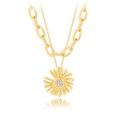 fashion multi-layer small daisy diamond pendant stainless steel necklace