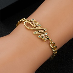 fashion copper gold-plated micro-encrusted zircon letter bracelet simple accessories