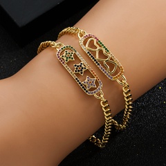 fashion copper-plated real gold micro-set zircon five-pointed star bracelet