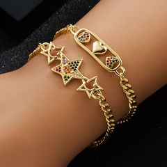creative copper-plated real gold micro-set zircon star bracelet accessories