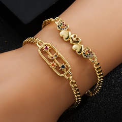 fashion copper-plated real gold micro-set zircon smiley face moon bracelet