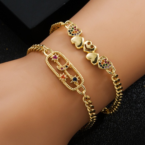 fashion copper-plated real gold micro-set zircon smiley face moon bracelet's discount tags
