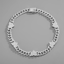 hiphop Cuban chain heart stitching rhinestone necklace adjustable braceletpicture17