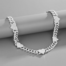 hiphop Cuban chain heart stitching rhinestone necklace adjustable braceletpicture20