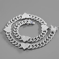 hiphop Cuban chain heart stitching rhinestone necklace adjustable braceletpicture25