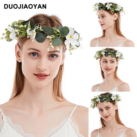 creative new leaf simulation flower white garland bridal headwear's discount tags