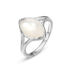 New retro simple 925 silver electroplating simple geometric white shell ring