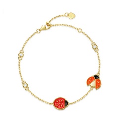 fashion drip oil seven star ladybug S925 sterling silver 10k gold-plated bracelet