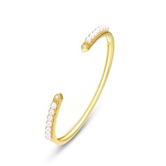 nouveau simple ouvert femelle S925 argent incrusté de perles de coquillages bracelet en zirconium blanc