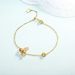 s925 silver citrine peridot insect bee adjustable bracelet