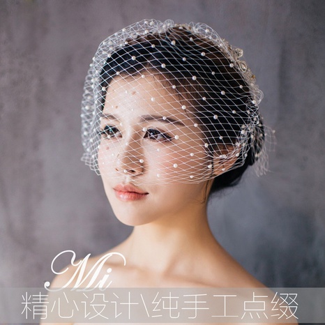 Bridal veil topper head flower mesh pearl headdress accessories wholesale's discount tags