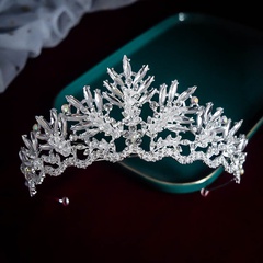 Corona de novia barroca, tocado de novia de cristal de diamantes de imitación