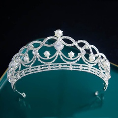 Corona de perlas de diamantes barrocos Accesorios simples para la cabeza de la novia
