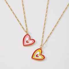 fashion color drop oil multi-layer heart pendent copper necklace female